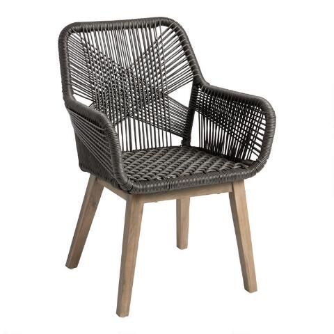 Gray All Weather Wicker Salento Outdoor Dining Armchair | World Market