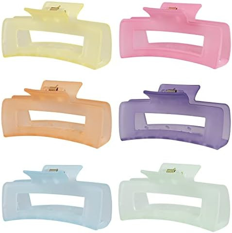 4 Inch Big Hair Claw Clips 6 Pcs Large Claw for Thick Hair Square Hair Clips for Women Rectangle ... | Amazon (US)