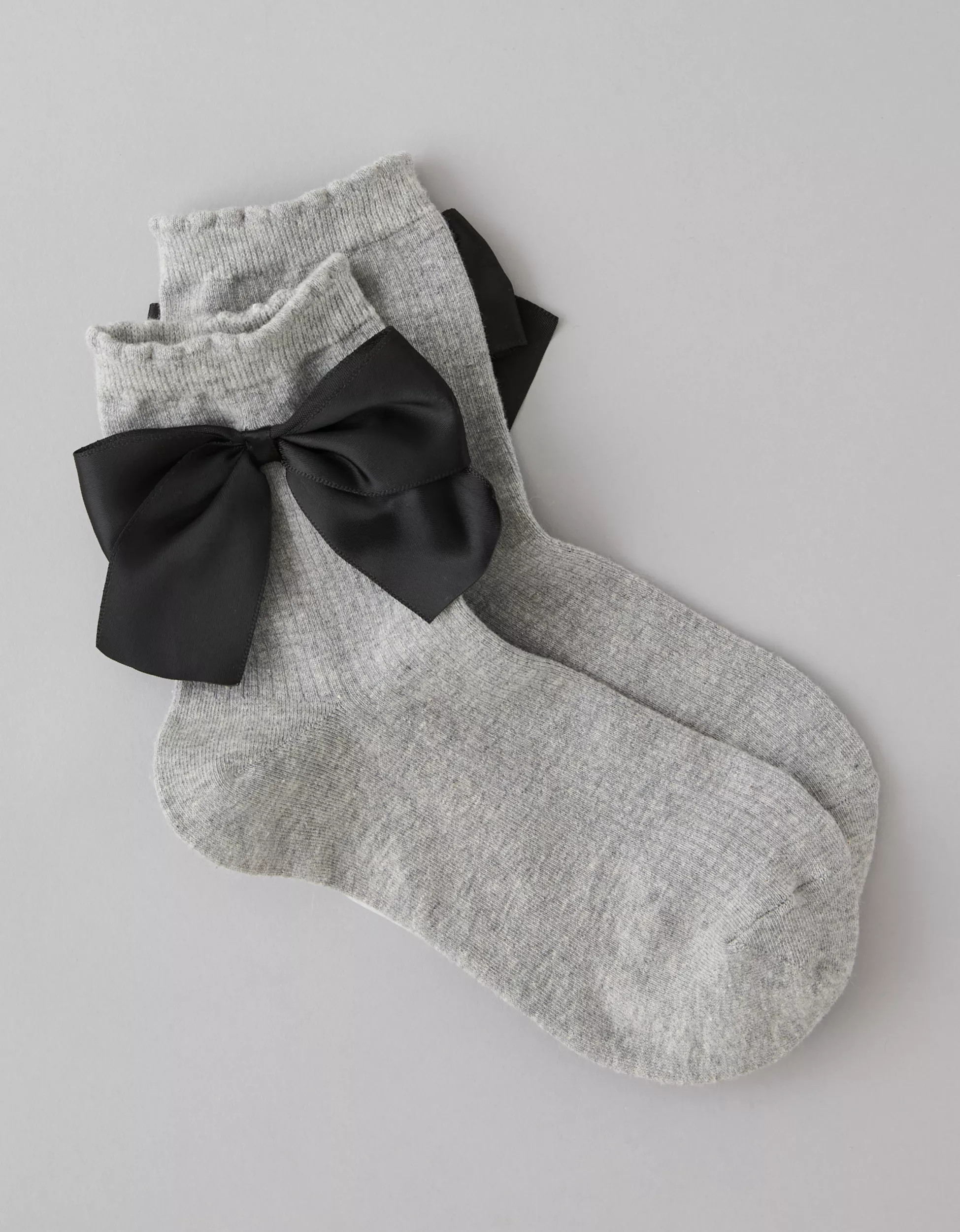 AE Satin Bow Cropped Crew Socks | American Eagle Outfitters (US & CA)