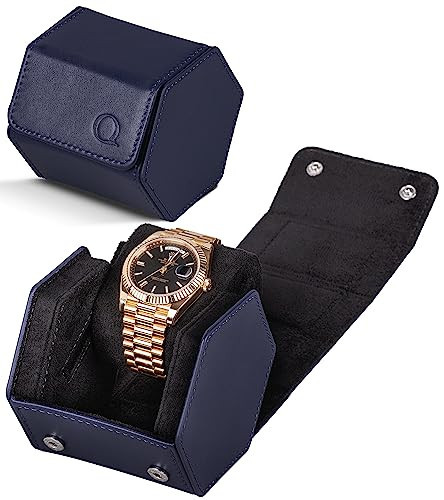 QWATCHBANDS Leather Watch Cases for Men - Hexagon Single & Double Watch Roll Travel Case - Genuine Napa Leather with Velvet Interior - Storage & Display Holder for 1 Watch or 2 Watches | Amazon (US)