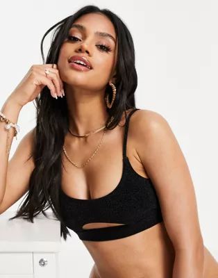 South Beach cut out bikini top in black glitter | ASOS (Global)