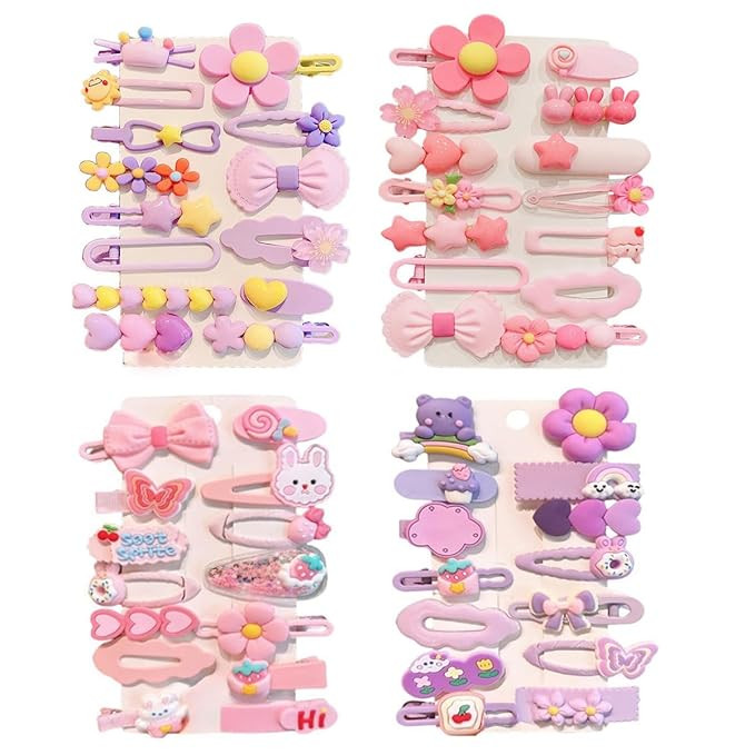 56 pcs Girl Hair Clips Cute Clips for Toddler Girls Hair Accessories for Kids Rabbit/Flower/Bow C... | Amazon (US)