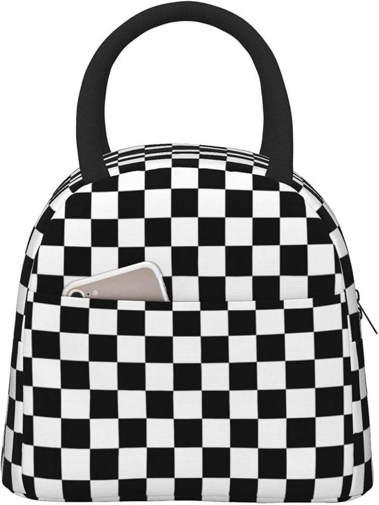Aeoiba Black White Checkerboard Insulated Lunch Bag Tote Handbag lunchbox Food Container Gourmet ... | Amazon (US)
