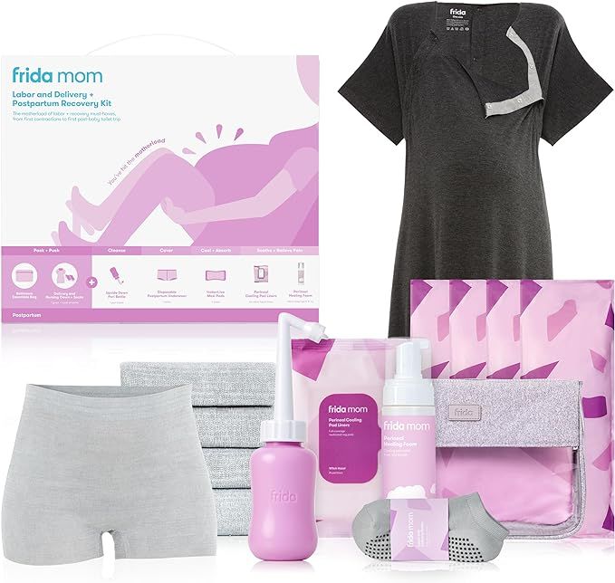 Labor, Delivery, & Postpartum Kit, Baby Shower Gifts, Socks, Peri Bottle, Nursing Gown, Disposabl... | Amazon (US)