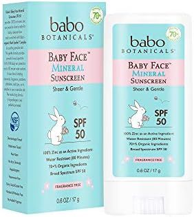 Babo Botanicals Baby Face Mineral Sunscreen Stick SPF 50 – with 70+% Organic Ingredients & Zinc... | Amazon (US)