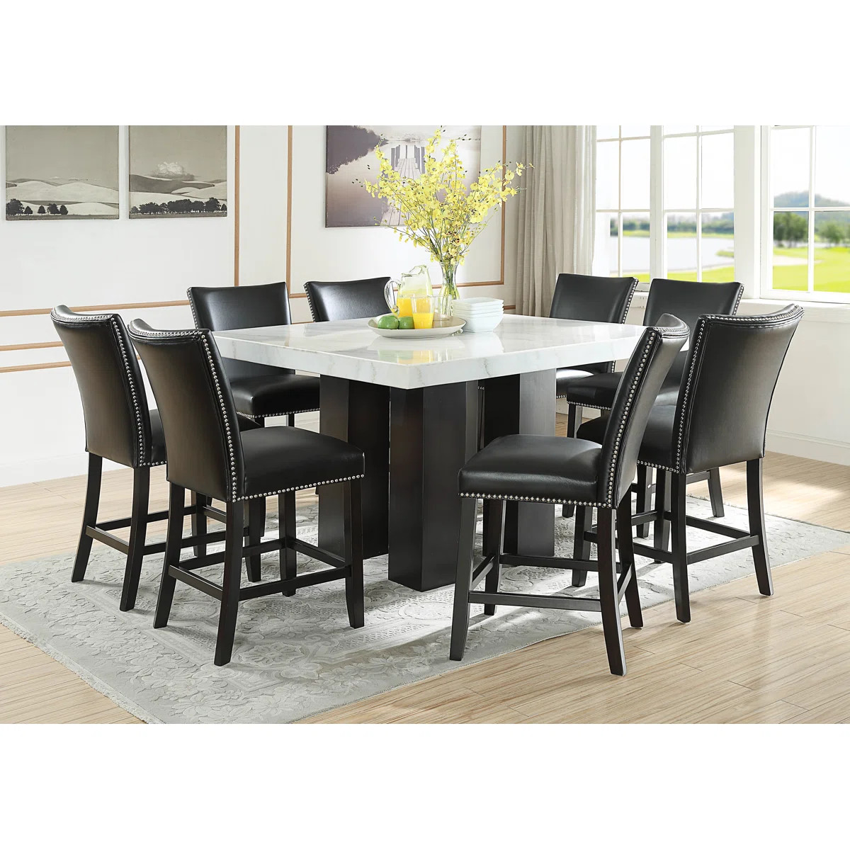 Anxhela 9 - Piece Counter-Height Marble Dining Set | Wayfair North America