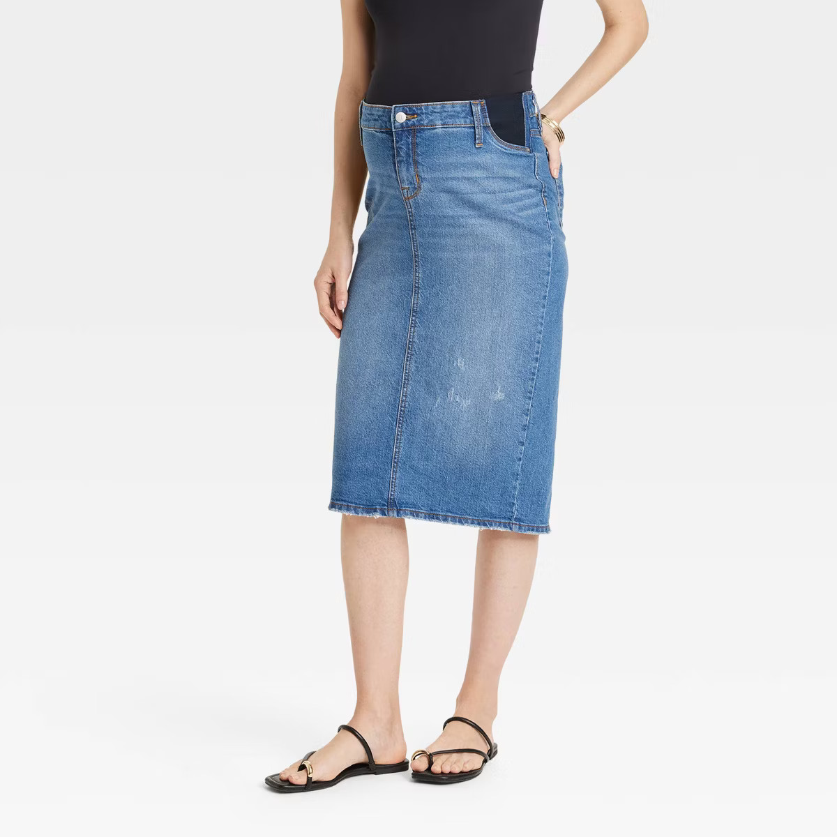 Midi Maternity Denim Skirt - Isabel Maternity by Ingrid & Isabel™ Medium Wash | Target