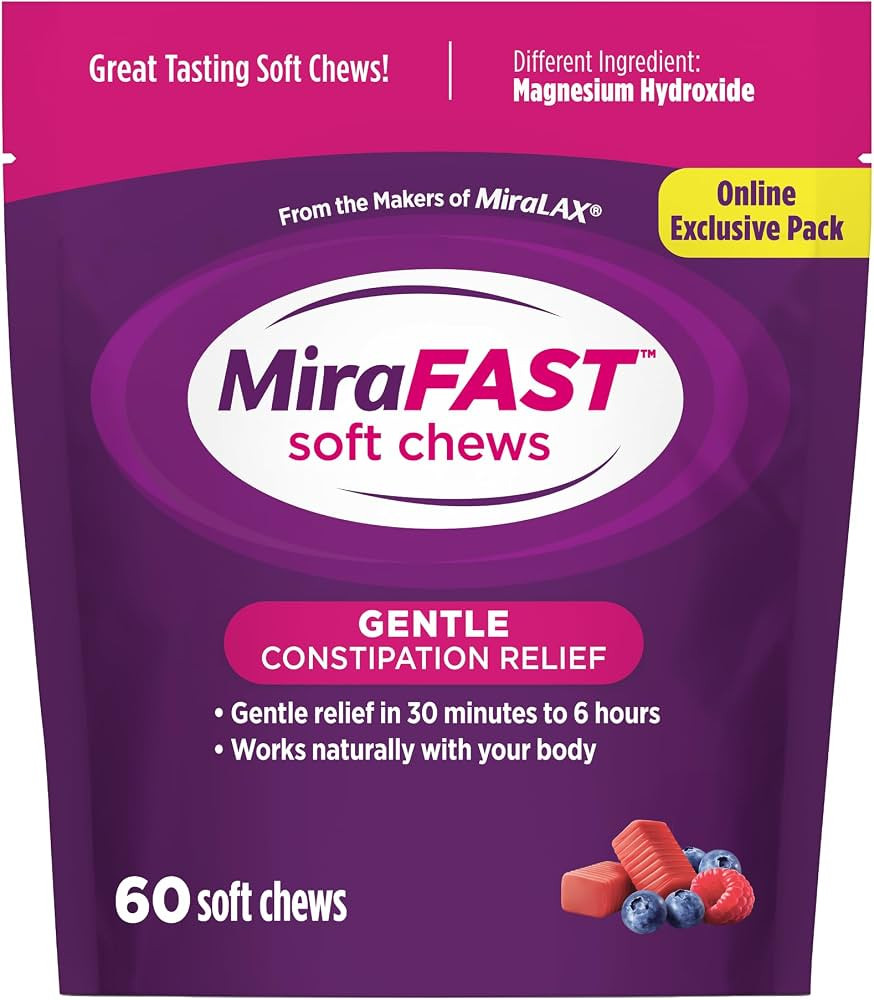 MiraFAST Soft Chews, from the Makers of MiraLAX, Gentle Constipation Relief, Fast Acting, Stimula... | Amazon (US)