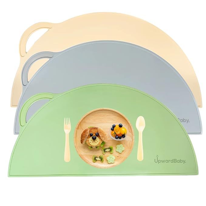 Baby Placemats with Suction - Upward Baby Non Slip 3 Piece Silicone Placemat Set for Kids Babies ... | Amazon (US)