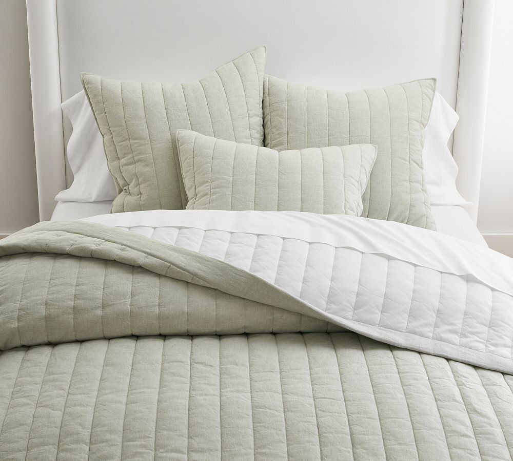 European Flax Linen/Cotton Channel Stitch Quilted Sham | Pottery Barn (US)