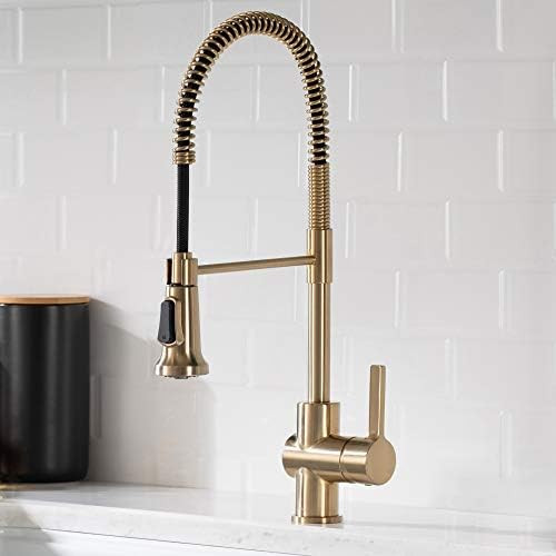 KRAUS KPF-1690SFACB Britt Commercial Style Kitchen Faucet, Spot Free Antique Champagne Bronze | Amazon (US)