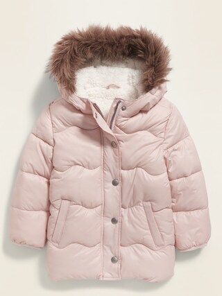 Unisex Faux-Fur-Trim Hooded Frost-Free Puffer Jacket for Toddler | Old Navy (CA)