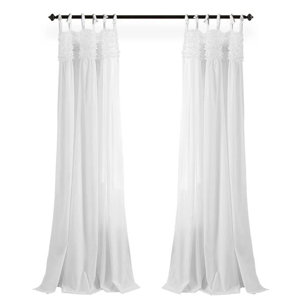 Edvin Ruffle Solid Semi-Sheer Tab Top Curtain Panels (Set of 2) | Wayfair North America