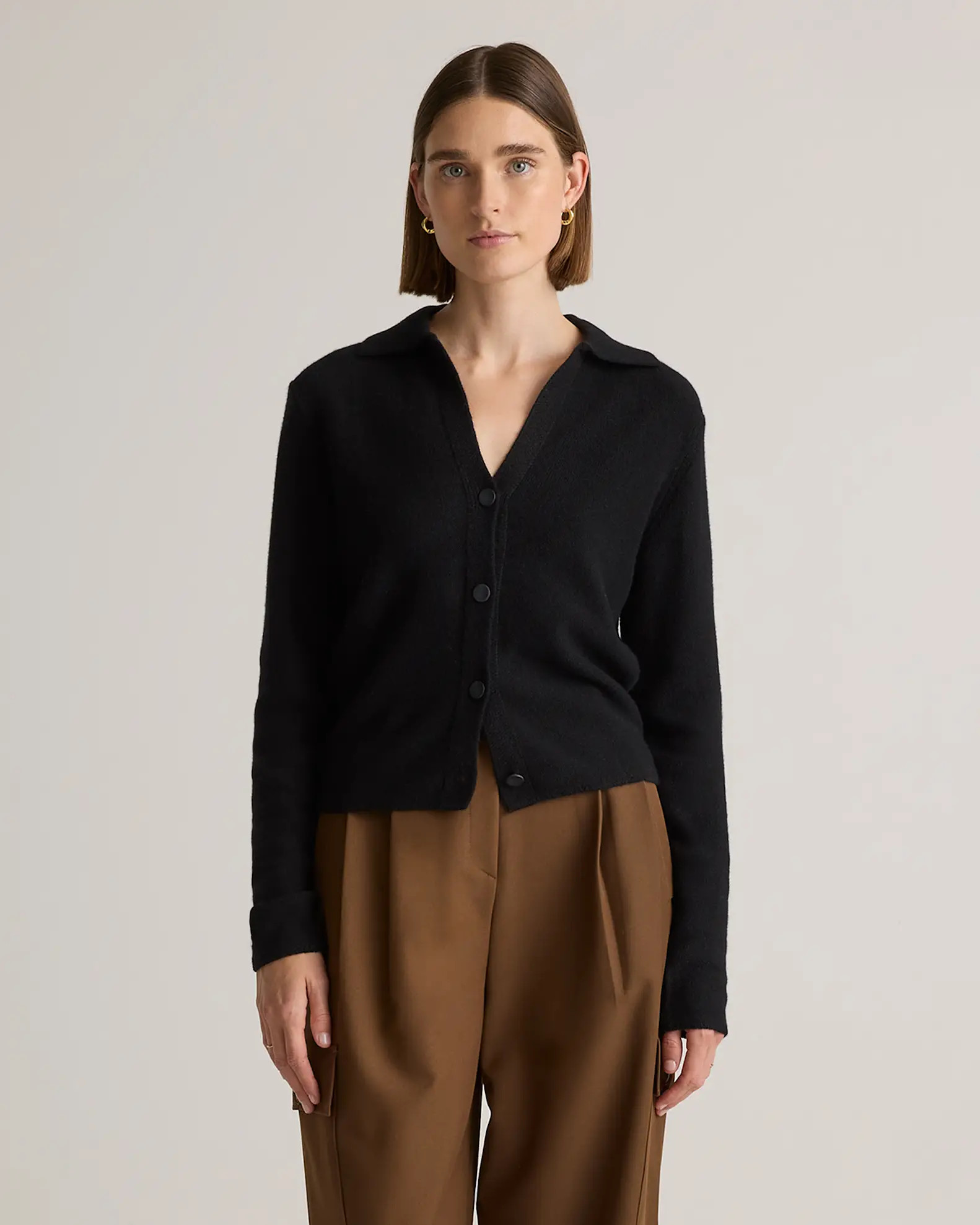 Mongolian Cashmere Collared Cardigan | Quince