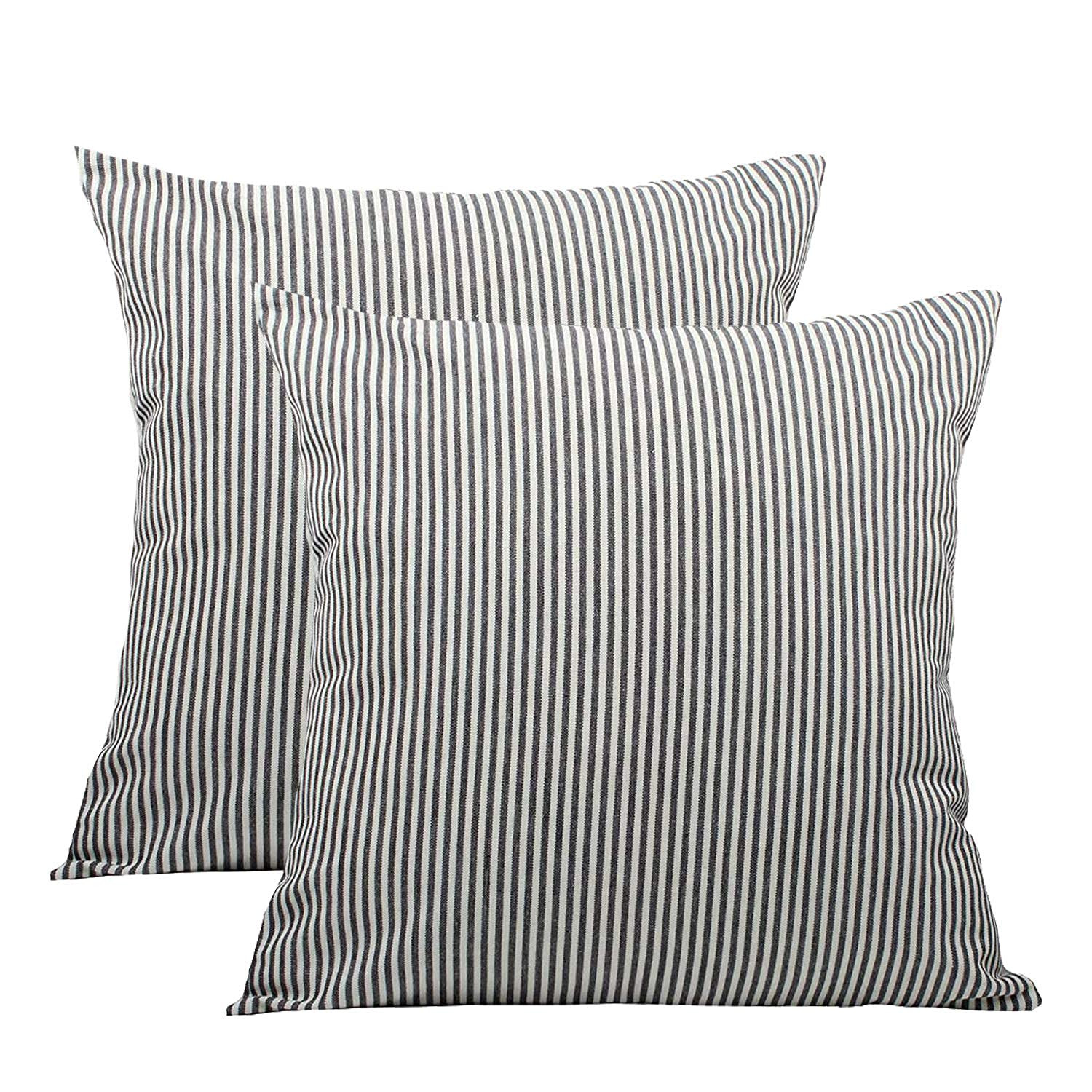 SHANLUO Outdoor Pillow Covers Fall Pillow-Cases Farmhouse Set of 2 Pillow Black and White Linen Tick | Amazon (US)
