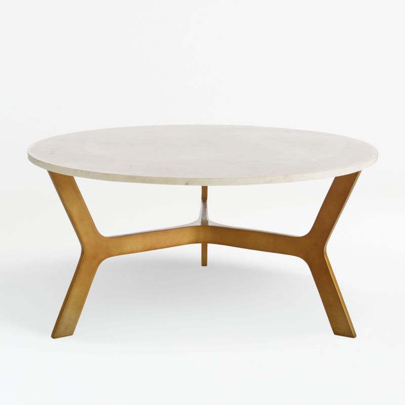 Elke Round Marble Coffee Table with Brass Base + Reviews | Crate and Barrel | Crate & Barrel