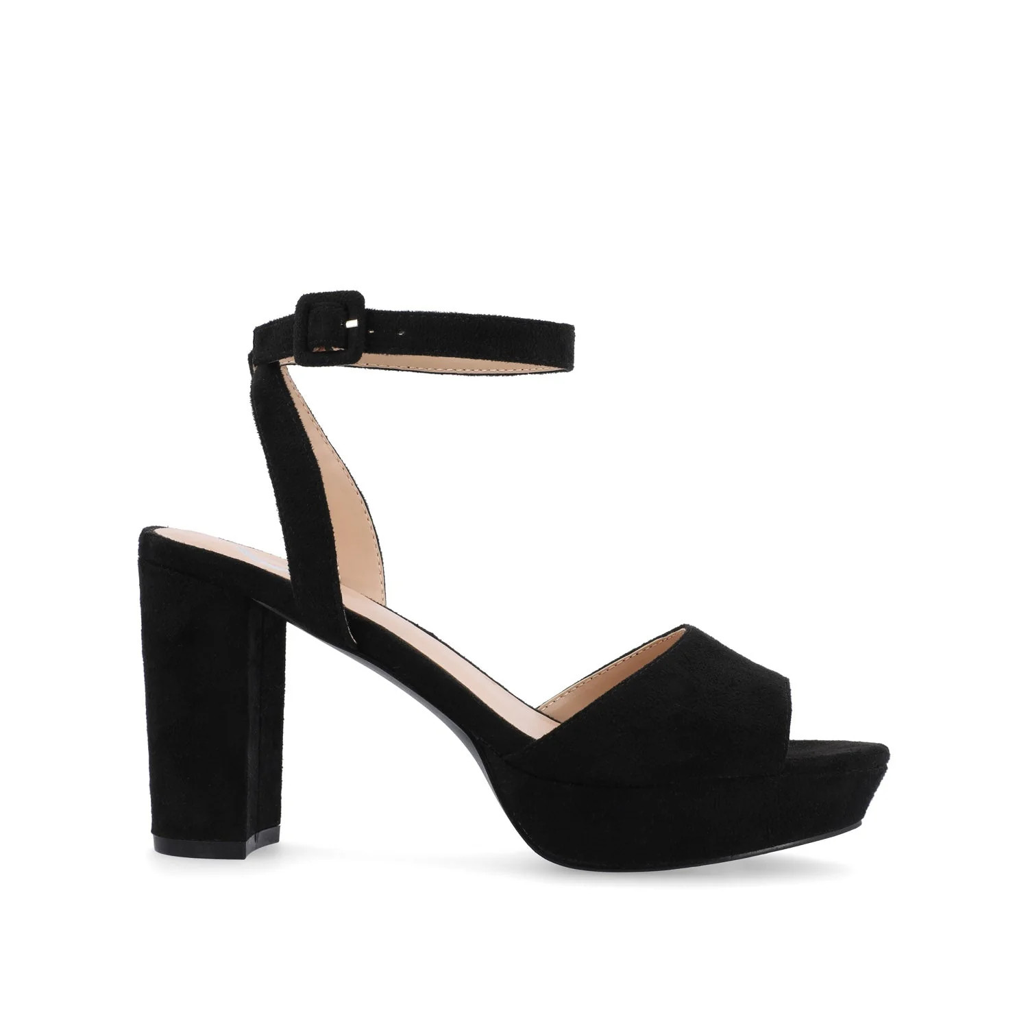 NAIRRI FAUX SUEDE STRAPPY HEELS IN WIDE - Black | Journee Collection
