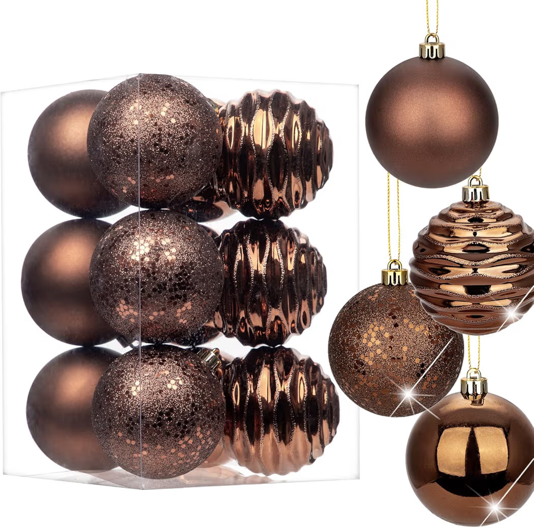 3.15" Bronze Christmas Ornaments for Christmas Tree 12 Pcs Medium Shatterproof Balls Christmas Tr... | Amazon (US)