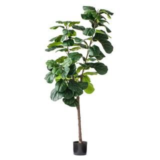 72 in. Faux Fiddle Leaf Artificial Fig Tree with 3-Branches in Pot | The Home Depot