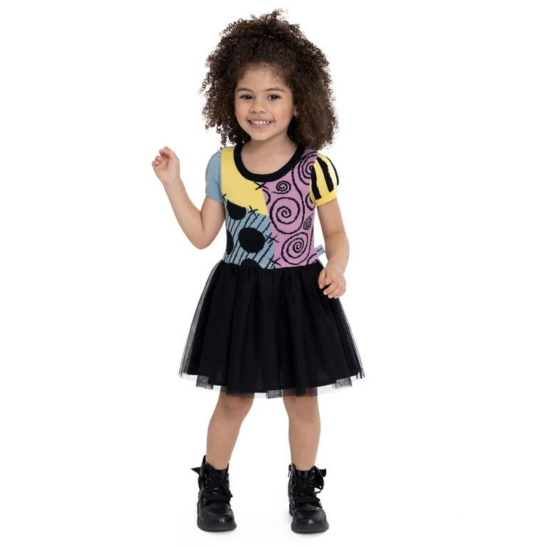 Nightmare Before Christmas Toddler Girl Sally Cosplay Sweater Dress, Sizes 12M-5T | Walmart (US)