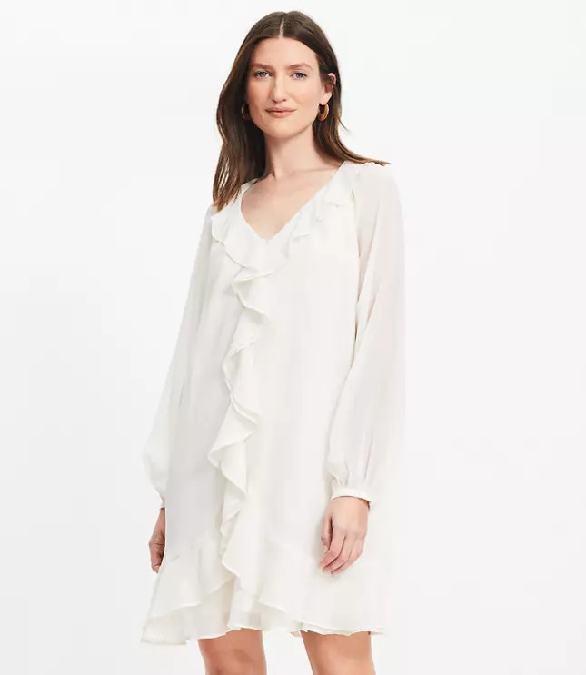 Denim Balloon Sleeve Mini Pocket Dress | LOFT