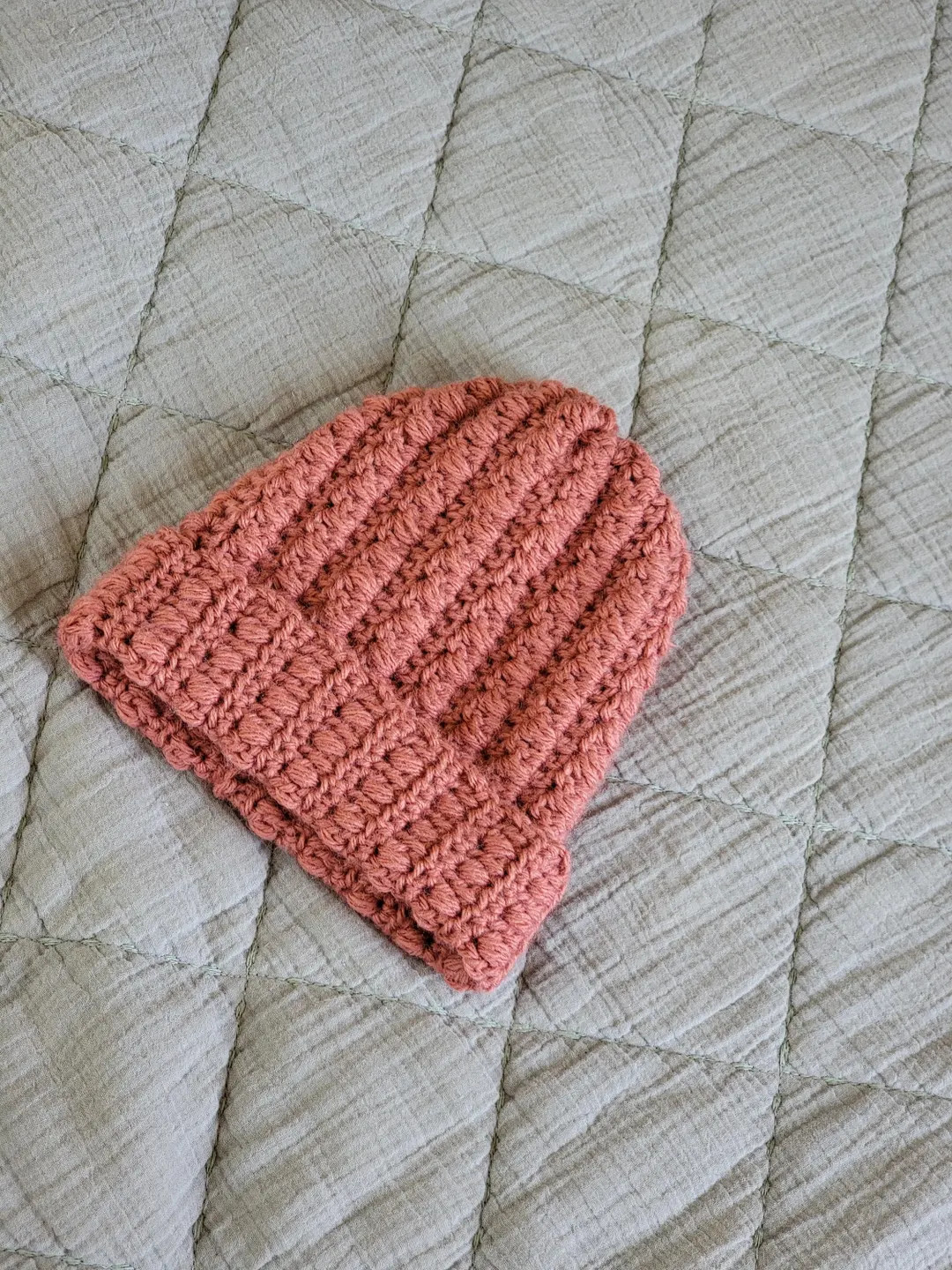 Handmade Crochet Baby Hat Newborn to 3-month Size Soft Pink Beanie With Foldable Trim - Etsy | Etsy (US)