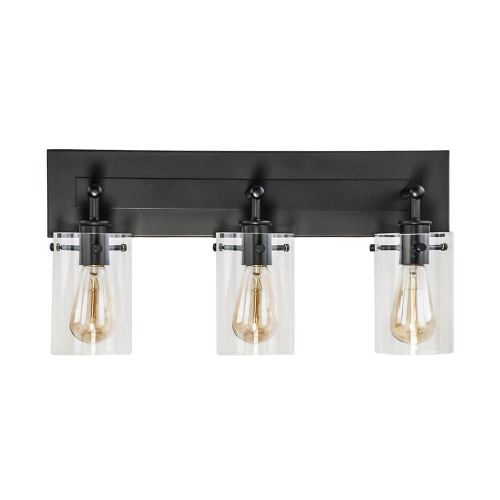 Hampton Bay Regan 21 in. 3-Light Espresso Vanity Light with Clear Glass Shades | The Home Depot