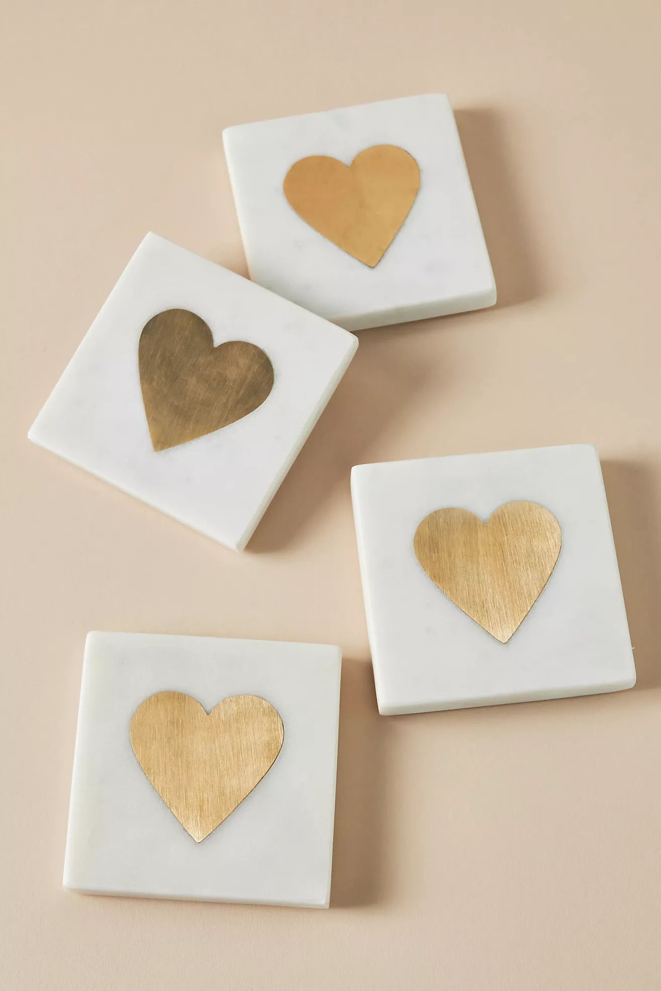 Marble Heart Coasters, Set of 4 | Anthropologie (US)