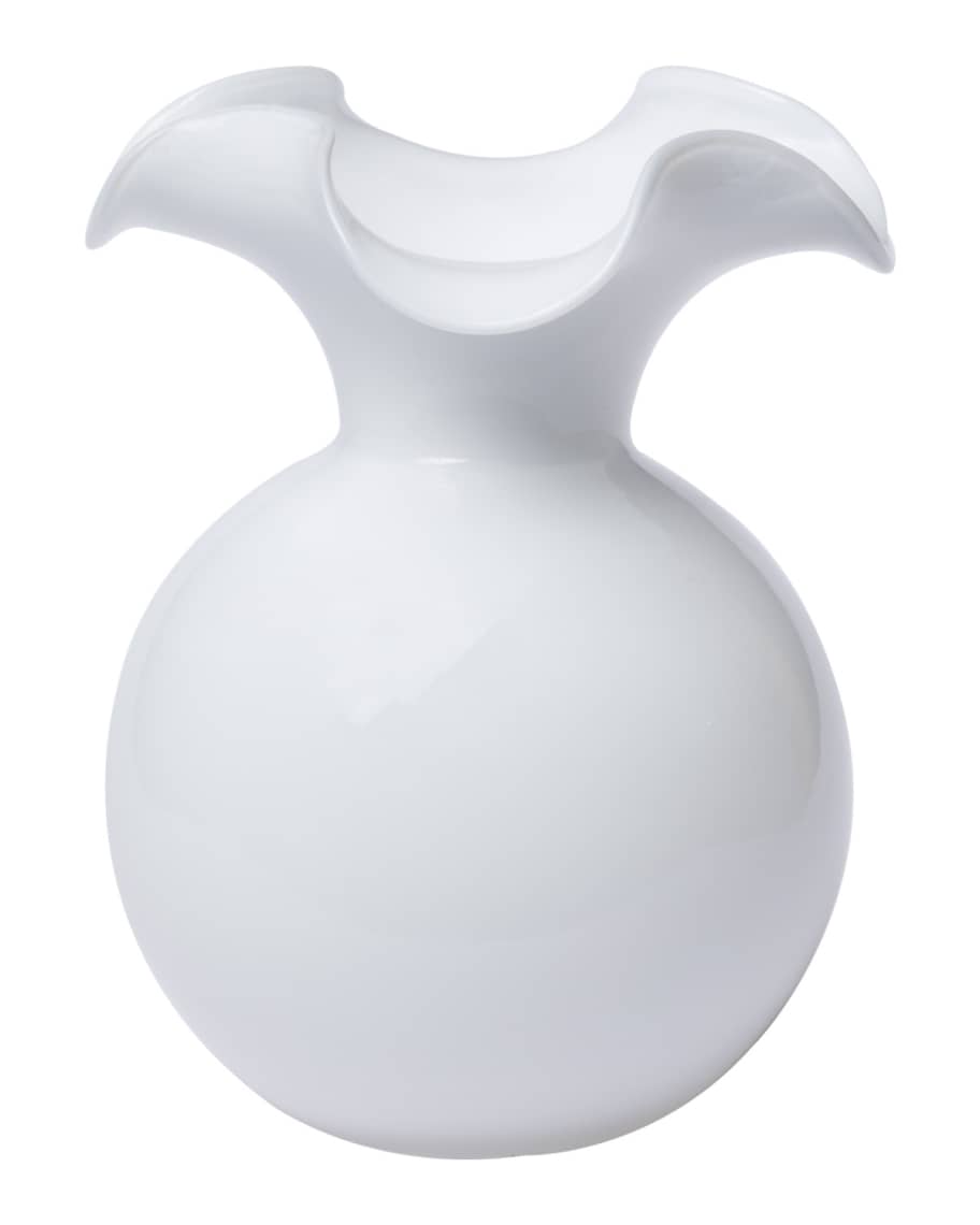 Hibiscus Glass Large Fluted Vase, White | Neiman Marcus