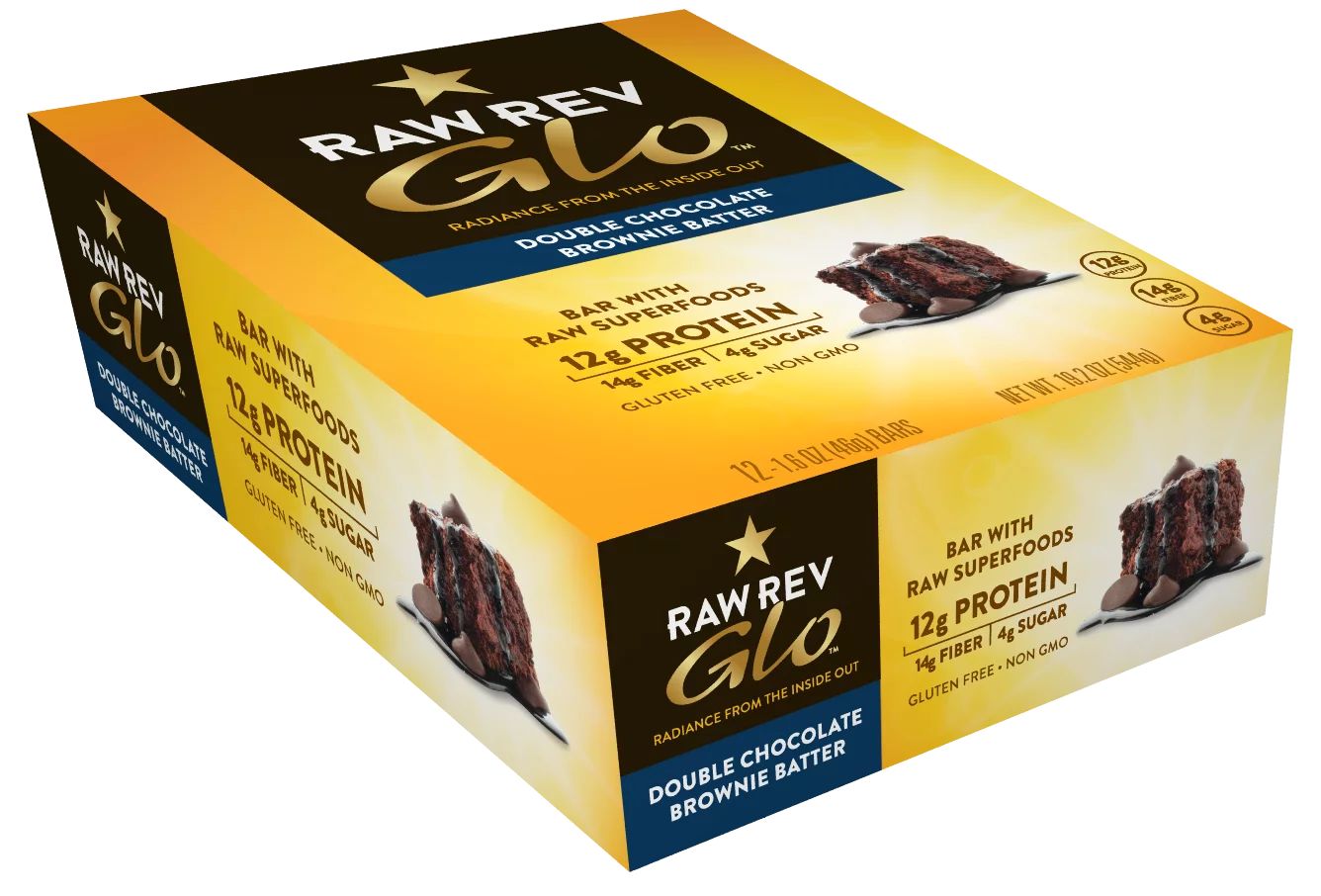 Raw Rev Glo Protein Bar Double Chocolate Brownie Batter, 12 Pack | Walmart (US)