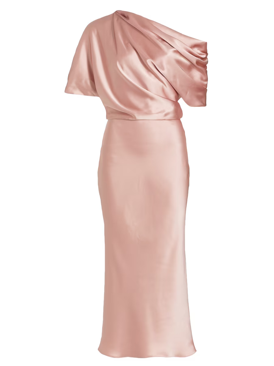 Draped Satin Pencil Midi-Dress | Saks Fifth Avenue