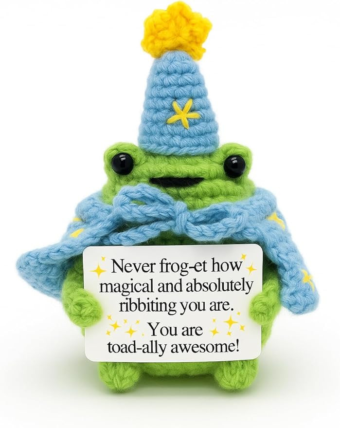 Handcrafted Crochet Magical Frog Lover Doll, Small Decorative Plush Figure, Yarn Material, Wizard... | Amazon (US)