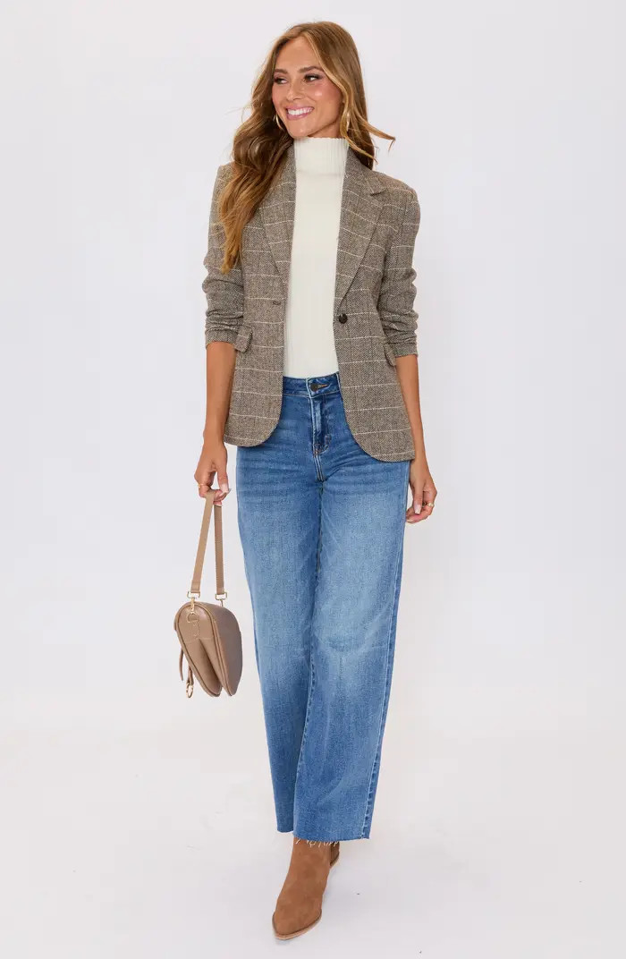 Elodie Plaid One-Button Blazer | Nordstrom