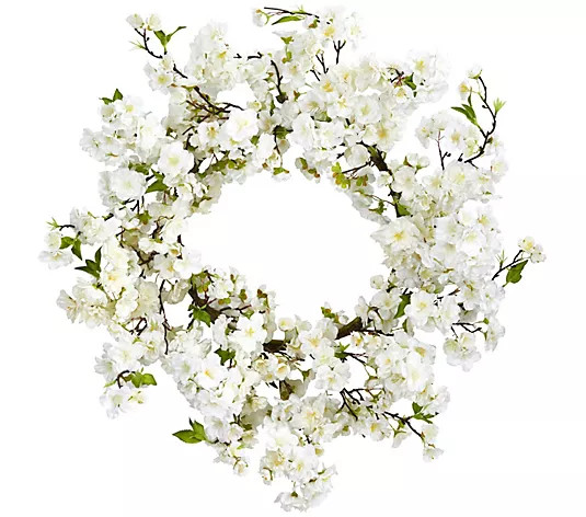 Make Your Selection: 24" Cherry Blossom Wreath by Nearly Natural | QVC