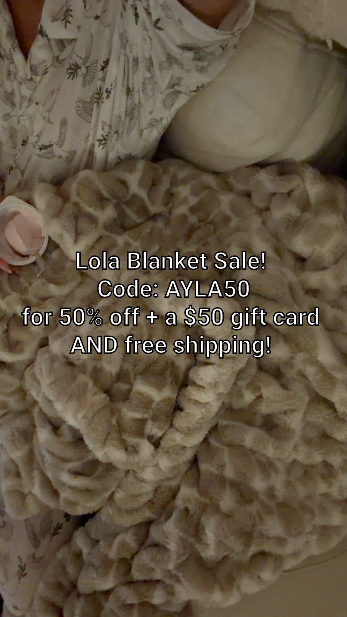 Lola Blanket Sale! 
Code: AYLA50
for 50% off + a $50 gift card 
AND free shipping! #lolablanket #sale

#LTKSaleAlert #LTKHome