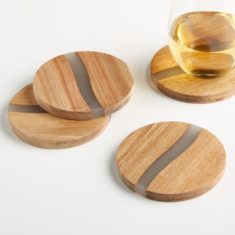 Wood and Resin Coasters, Set of 4 + Reviews | Crate and Barrel | Crate & Barrel