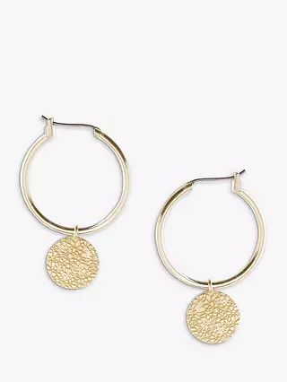 Tutti & Co Textured Disc Hoop Earrings, Gold | John Lewis (UK)