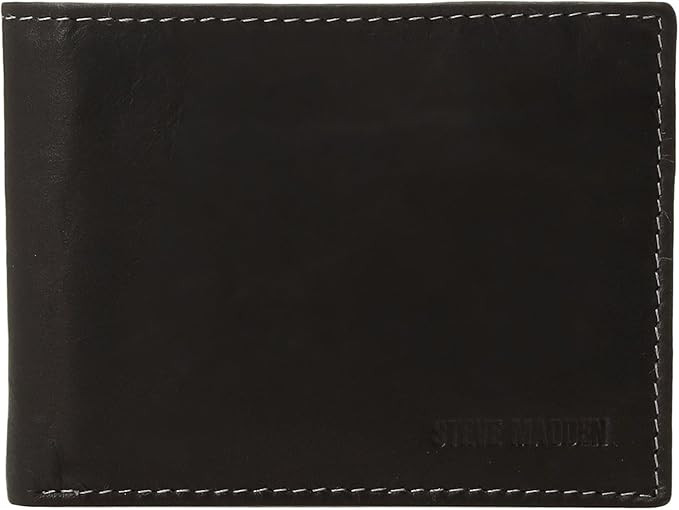 Steve Madden Men's Slim Leather Wallet with Extra Capacity Attached Flip Pockets | Amazon (US)