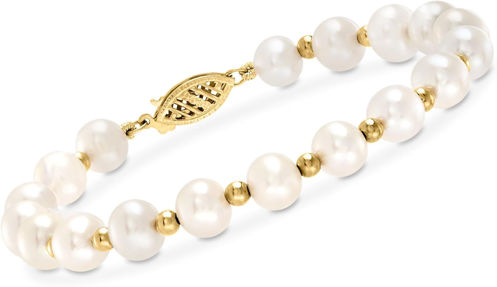 Ross-Simons 6-7mm Cultured Pearl Bracelet With 14kt Yellow Gold | Amazon (US)