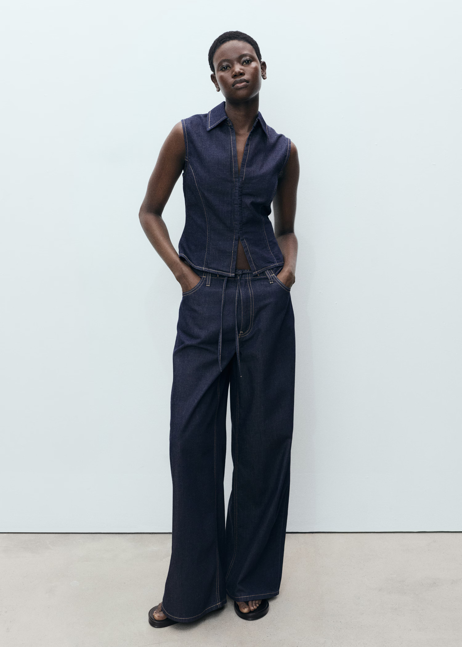 Fitted denim top - Women | MANGO USA | Mango (US/MX/AU)