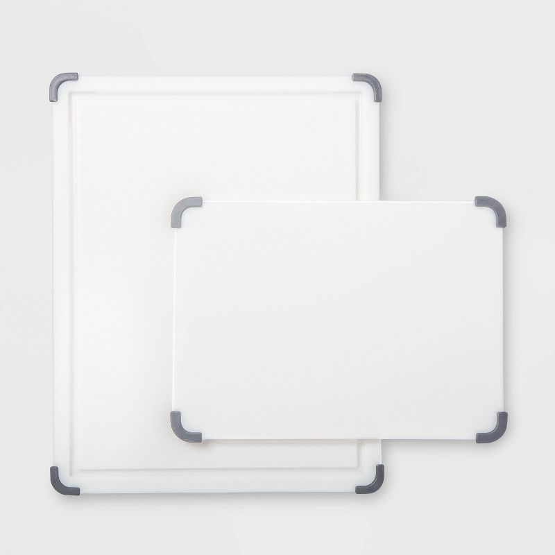 2pc Nonslip Poly Cutting Board Set White - Made By Design™ | Target
