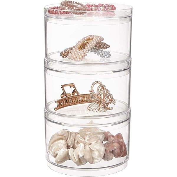 Stackable Storage Hair Accessories Organizer Jewellery Trays Clear Accessories Containers | Amazon (US)