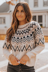 Carolina Beige Fair Isle Crewneck Sweater | Magnolia Boutique