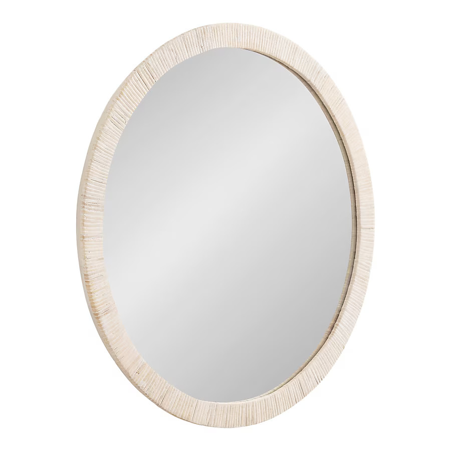 Kate and Laurel Rahfy 27.75-in W x 27.75-in H Round White Framed Wall Mirror | Lowe's