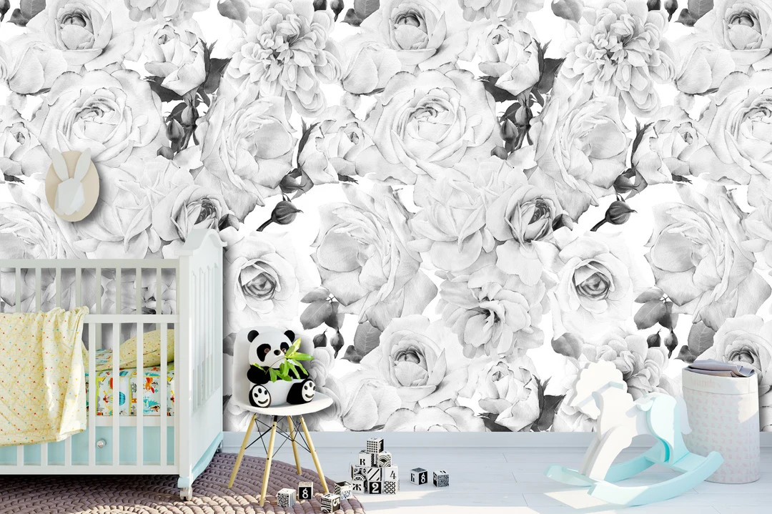 Removable Peel 'n Stick Wallpaper, Self-adhesive Accent Wall Mural, Watercolor Floral Pattern, Nu... | Etsy (US)