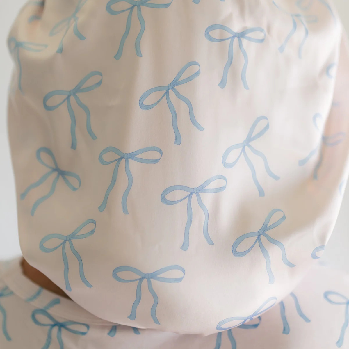 Adult Satin Bonnet in Blue Bows | Silks Design