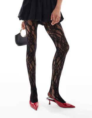 New Look floral lace tights in black | ASOS (Global)