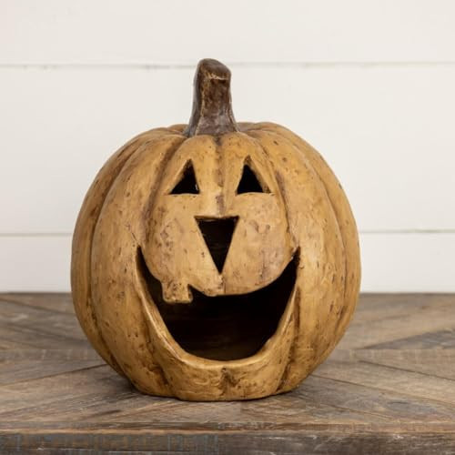 Ragon House 11" Retro Paper Mache Style Beige Big Mouth Jack O-Lantern Pumpkin | Amazon (US)