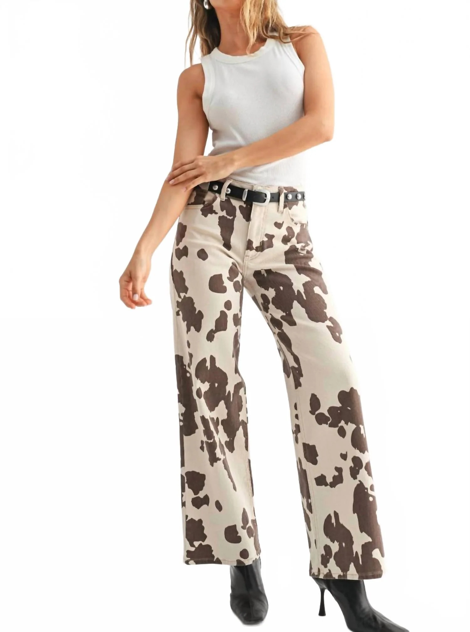 Cow Print Wide Leg Jeans | Shop Simon