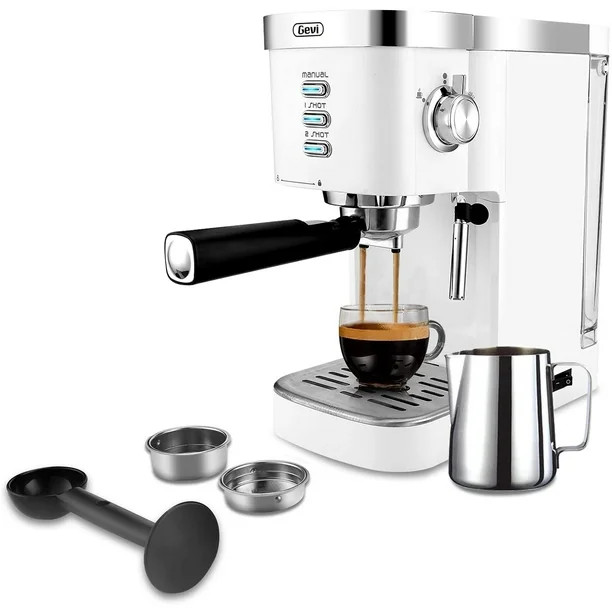 Gevi Espresso Machine 20-Bar Latte Cappuccino Maker with Frother,1.25 L,White, 1350W | Walmart (US)